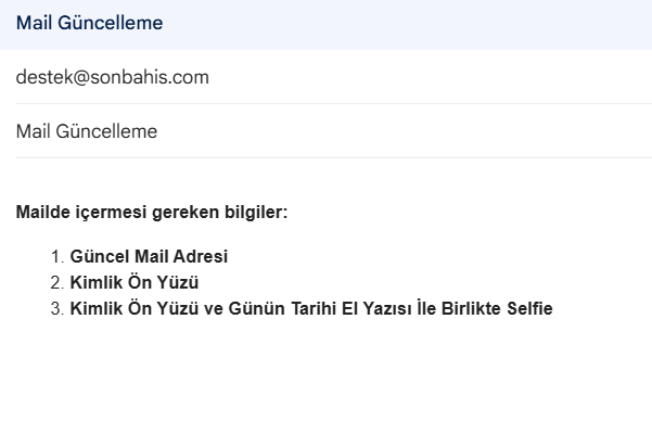 Mail Güncelleme Talebi